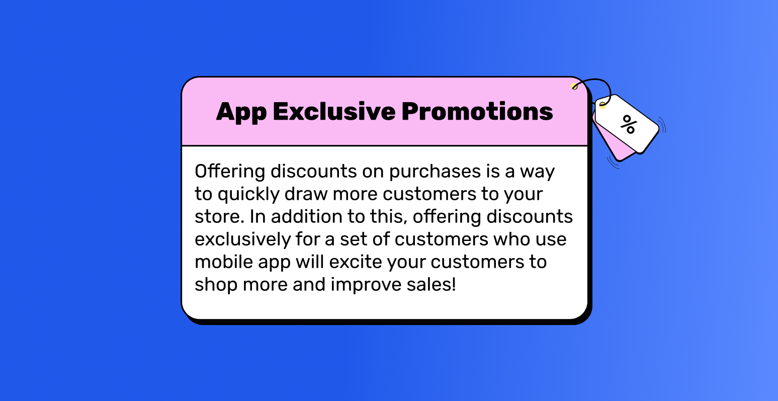 The image showcases a box labeled "App Exclusive Promotions" along with a description below it.