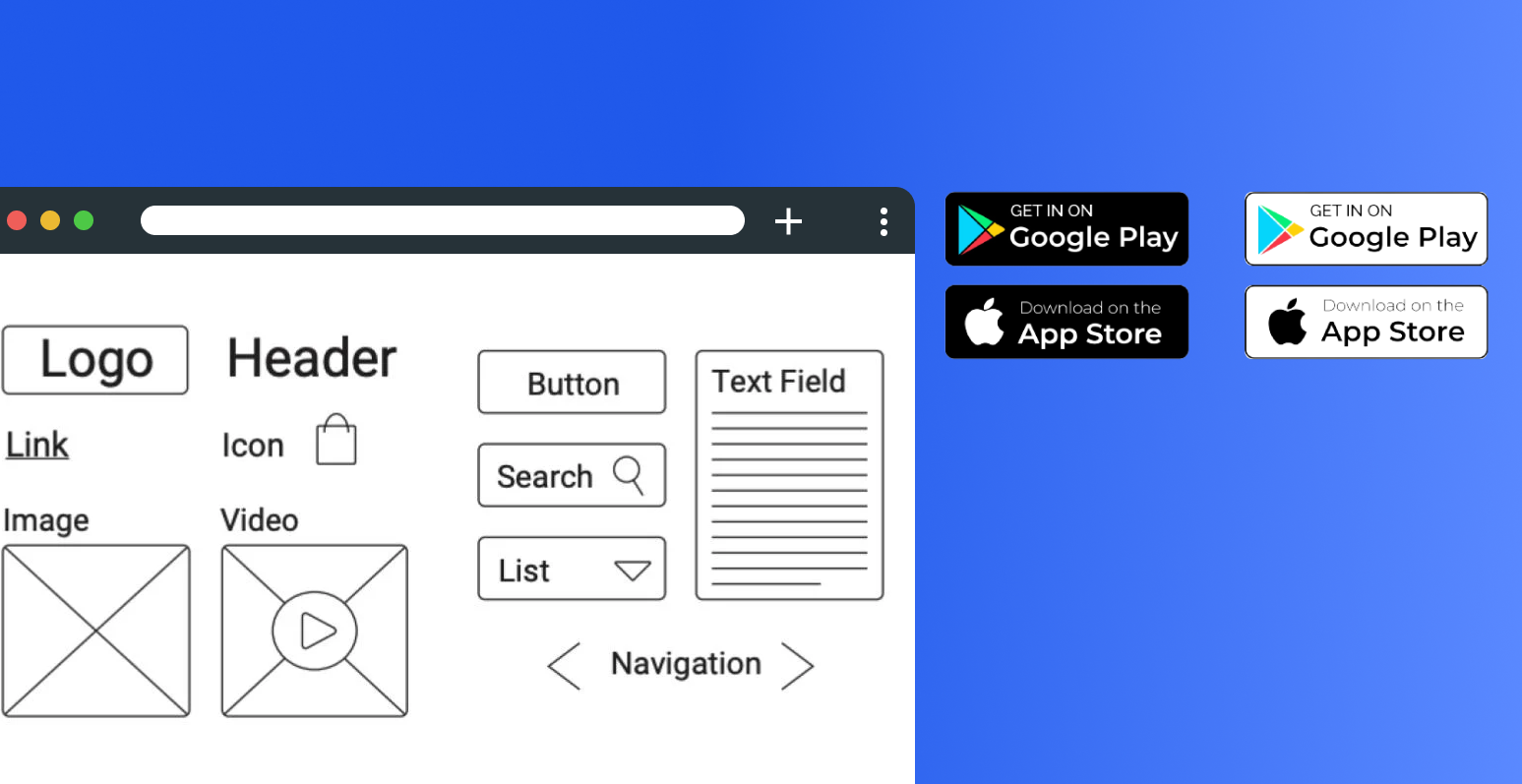 The image on the left showcases multiple empty elements, such as images or videos, that are required for the app store and play store submission. This image suggests that careful consideration of various information is necessary when preparing content for app submission.