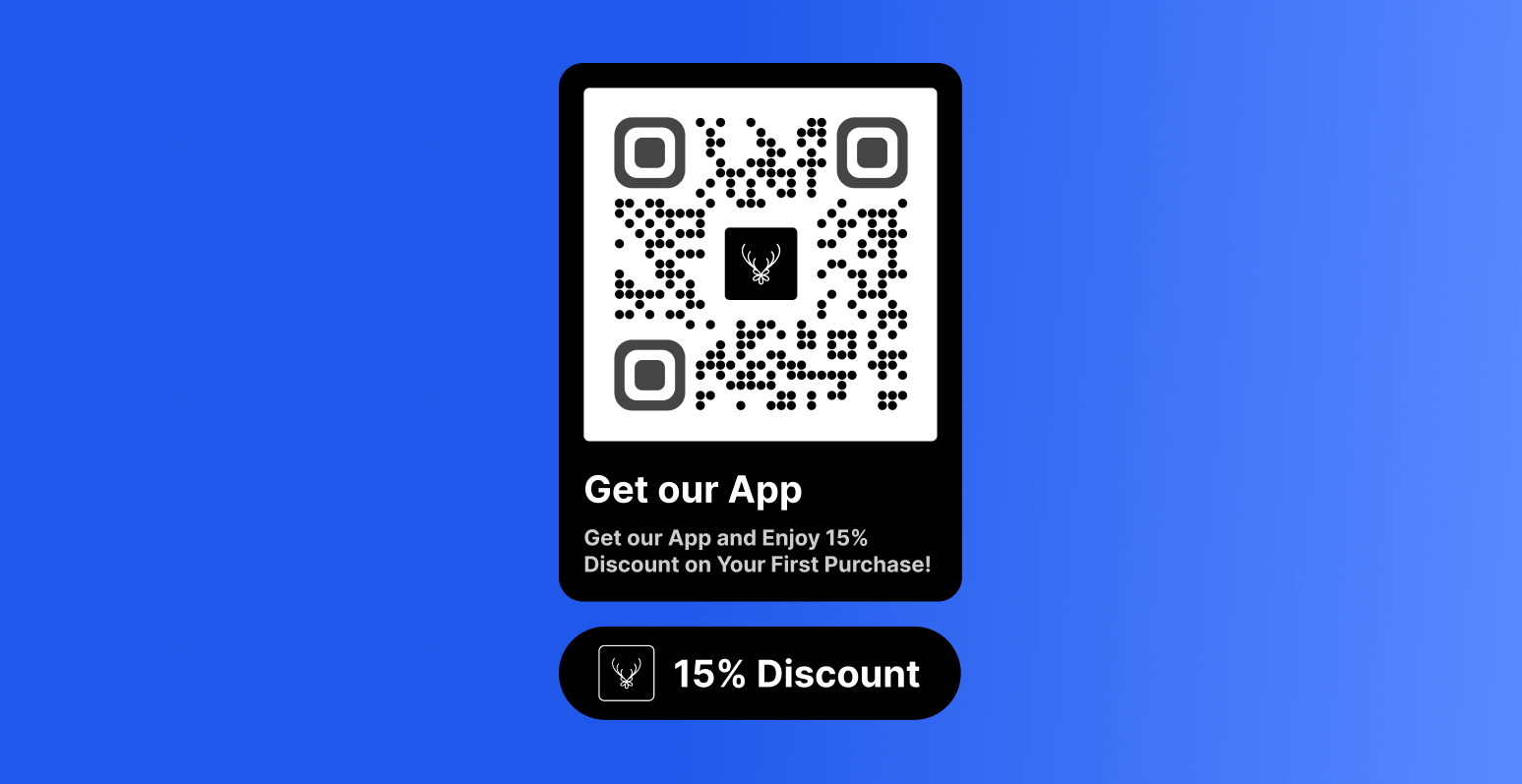 The image features a QR code that can be scanned to download a mobile app created using Napps platform. Next to the QR code, there is a text where they can describe the benefits of downloading the app, such as faster access to products, exclusive promotions, and enhanced user experience. This image demonstrates how Napps customers can leverage QR codes to promote their mobile app and incentivize their customers to download it.